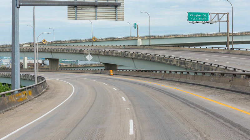 Empty freeway interchanges