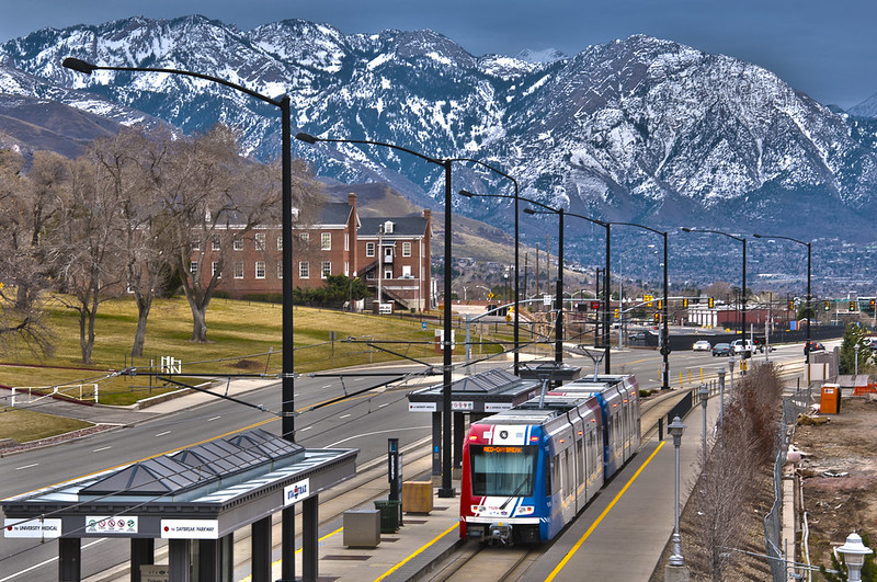 Utah transit near mountains
