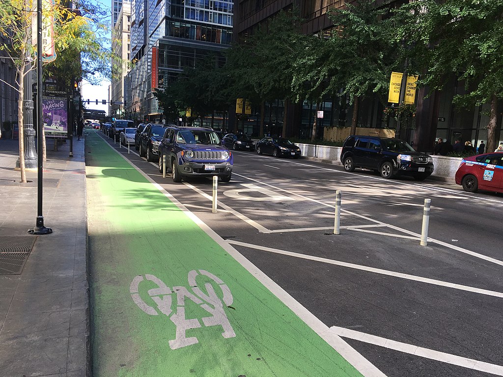 Protected bike lane in Chicago